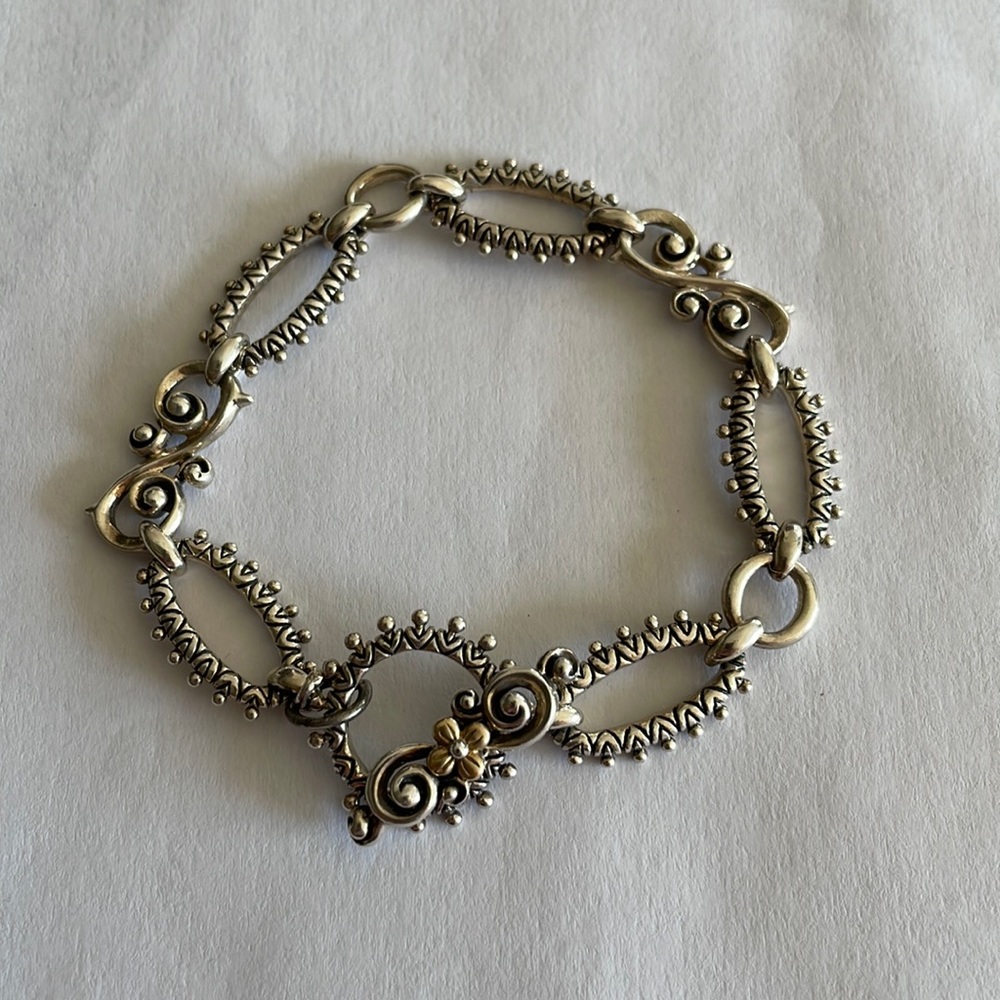[Barbara Bixby] Sterling Silver and 18K Gold Accent Toggle Bracelet